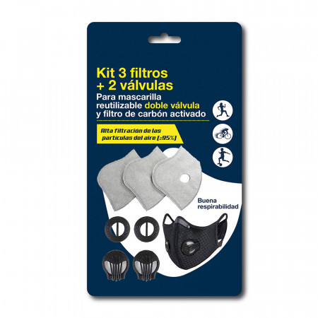 Kit de peças sobressalentes 3 filtros de carvão ativado + 2 válvulas O91 Health 2
