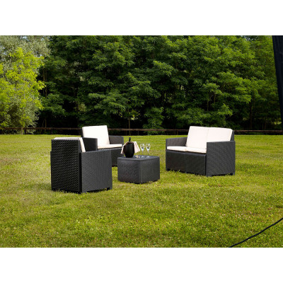 Conjunto de Jardín Mesa Cuadrada y 3 Sillones con Cojines Etna Antracita Progarden Conjuntos de Sofás y Mesas Bajas 2