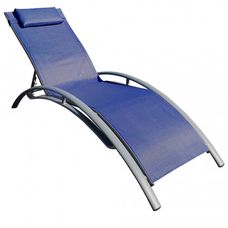 Tumbona Plegable Ajustable 5 Posiciones Textil Azul GH91 Tumbona Plegable Ajustable 5 Posiciones Textil Azul GH91