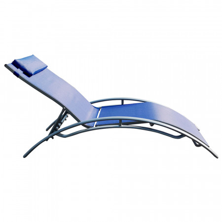 Tumbona Plegable Ajustable 5 Posiciones Textil Azul GH91 Tumbona Plegable Ajustable 5 Posiciones Textil Azul GH91