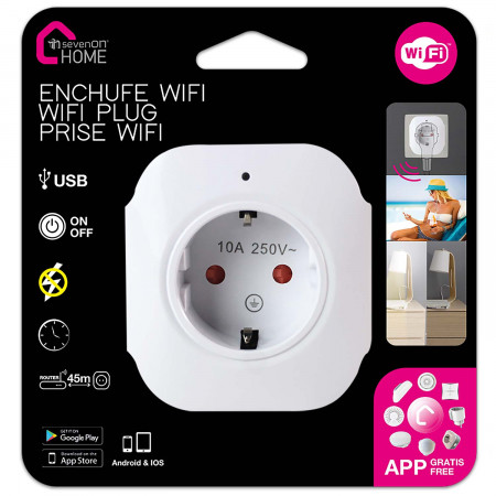 Pack 4 Enchufes Inteligentes WiFi con USB control vía Smartphone/APP  7hSevenOn Home