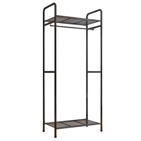 Perchero de Barra Metálico con 2 Baldas Trade Negro 64,5x38x172cm 7house Percheros y Zapateros 1