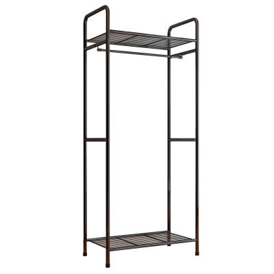 Perchero de Barra Metálico con 2 Baldas Trade Negro 64,5x38x172cm 7house Percheros y Zapateros 1