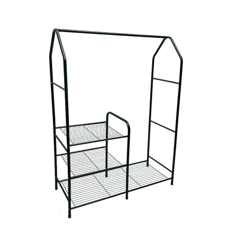 Perchero Casita de Barra Metálico con 3 Baldas Lean Negro 98x40x137cm 7house Percheros 1