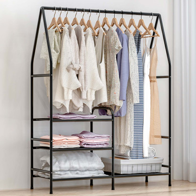 Perchero Casita de Barra Metálico con 3 Baldas Lean Negro 98x40x137cm 7house Percheros y Zapateros 2