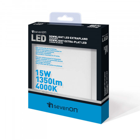 Downlight LED Ultraslim Square Recessed Downlight 15W 1100lm 20.5x20.5cm 4000K Aluminium 7hSevenOn LED Recessed Downlight 5