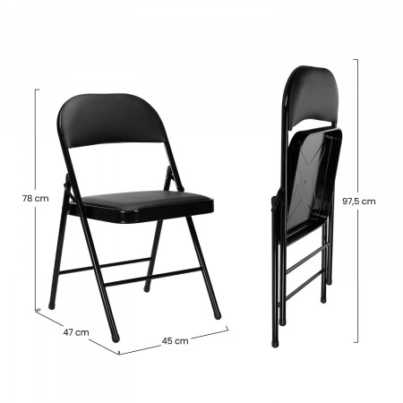 Pack 10 cadeiras dobráveis acolchoadas pretas 7house Cadeiras dobráveis da Spaces 6