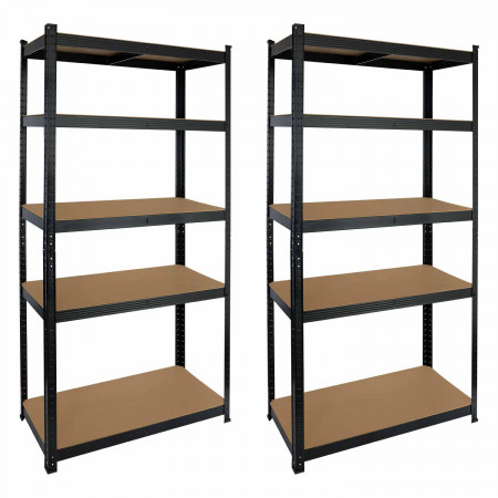 Pack 2 Estanterías Modulares Negras con 5 Baldas Ajustables 180x90x40cm 950Kg 7house Estanterías 1