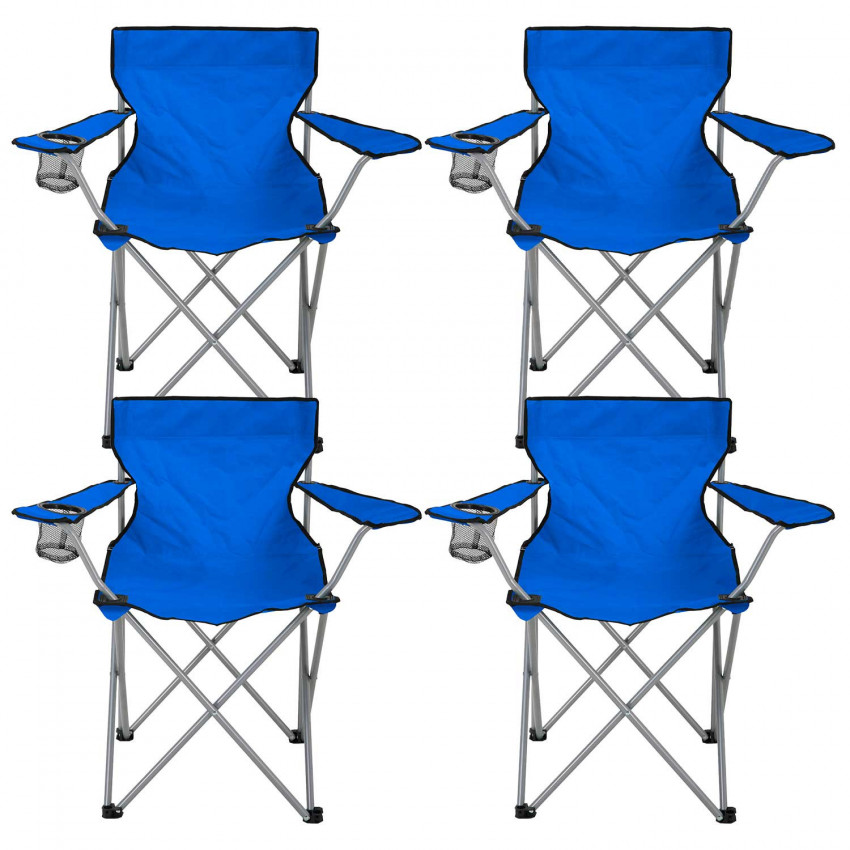 Pack 4 Sillas Plegables de Camping con Posavasos 79x47x80cm 7house Mesas y Sillas Plegables 1