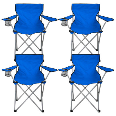 Pack 4 cadeiras de campismo dobráveis com bases para copos 79x47x80cm 7house Mesas e cadeiras dobráveis 1