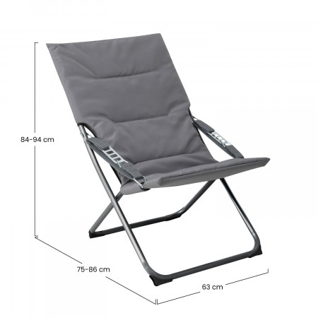 Pack 2 Tumbonas Plegables Acolchadas 4 Posiciones Gris 63x86x94cm 7house Hamacas y Tumbonas 4