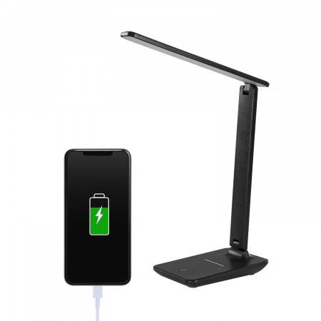 Flexo LED Integrado 9W 350lm con Carga USB Luz Regulable 3000-6000K Negro 7hSevenOn Flexos y Lámparas de Escritorio 1