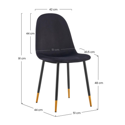 Pack 4 Sillas de Comedor Terciopelo Lonche 91x51x44cm Thinia Home Sillas de Comedor de Diseño 6