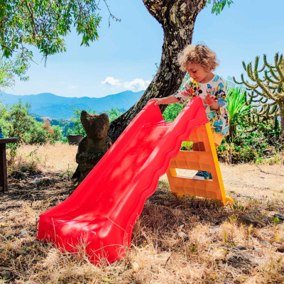 Tobogán para Niños Plegable Rojo/Amarillo 124x46x72cm 7house Juegos de Exterior para Niños 7