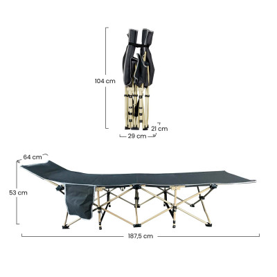 Cama de campismo dobrável cinzenta 187,5x64x53cm 7house Mobiliário de campismo 5