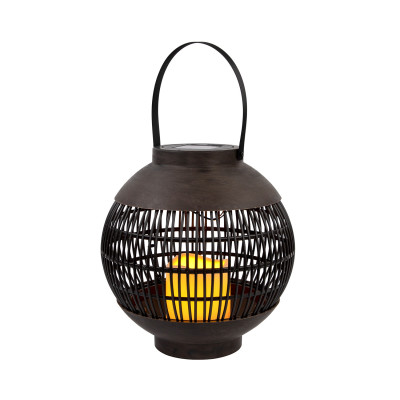 Lanterna Solar LED Exterior Redonda Castanha 3000K 7hSevenOn Outdoor Iluminação Solar 1