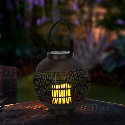 Farol Solar LED Exterior Redondo Marrón 3000K 7hSevenOn Outdoor Iluminación Solar 4