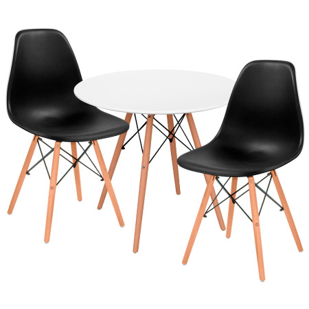 Conjunto de jantar Mesa redonda branca e 2 cadeiras Estilo nórdico Astrid Thinia Home Conjunto de mesa e cadeira de jantar 7