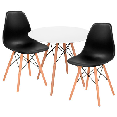 Conjunto de jantar Mesa redonda branca e 2 cadeiras Estilo nórdico Astrid Thinia Home Conjunto de mesa e cadeira de jantar 7