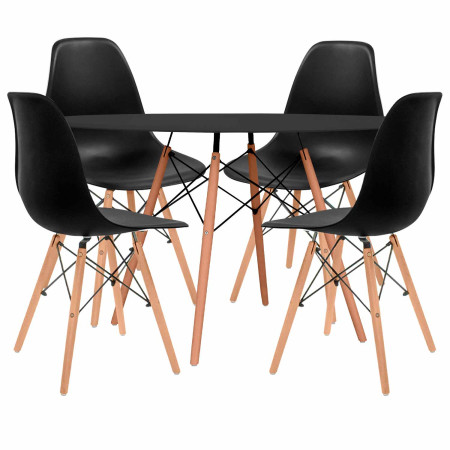 Conjunto de jantar Mesa redonda e 4 cadeiras Estilo nórdico Astrid Thinia Home Conjunto de mesa e cadeira de jantar 7