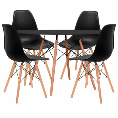 Conjunto de jantar Mesa redonda e 4 cadeiras Estilo nórdico Astrid Thinia Home Conjunto de mesa e cadeira de jantar 7