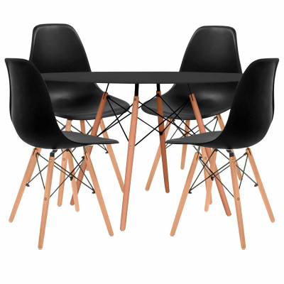 Conjunto Comedor Mesa Redonda y 4 Sillas Estilo Nórdico Astrid Thinia Home Conjuntos de Mesa y Sillas de Comedor 7