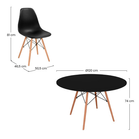 Conjunto de jantar Mesa redonda e 4 cadeiras Estilo nórdico Astrid Thinia Home Conjunto de mesa e cadeira de jantar 12