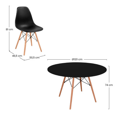 Conjunto Comedor Mesa Redonda y 4 Sillas Estilo Nórdico Astrid Thinia Home Conjuntos de Mesa y Sillas de Comedor 12