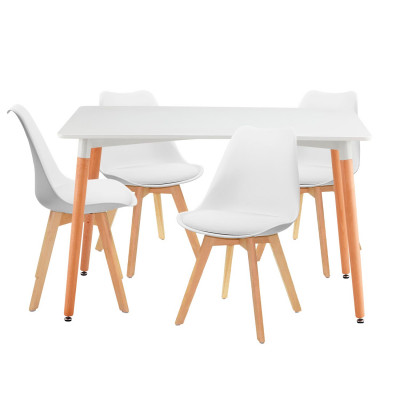 Conjunto Comedor Mesa Rectangular Blanca y 4 Sillas Estilo Nórdico Ronnie Blanco Thinia Home Conjuntos de Mesa y Sillas de Comed