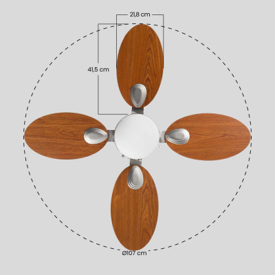 Ventilador de Techo con Luz 4 Aspas 46W 3 Velocidades Mónaco Marrón Raydan Home Ventiladores de Techo 6