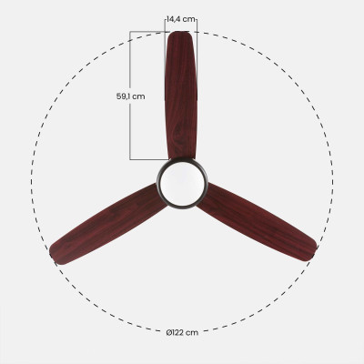 Deckenventilator mit Beleuchtung, 3 Flügel, 56 W, 6 Geschwindigkeitsstufen, Vermont, schwarz Dayron Deckenventilatoren 6