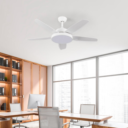 Ventilador de teto com luz 5 pás 62W 6 velocidades Nevada White Dayron Ventiladores de teto 7