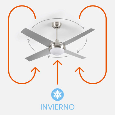 Ventilador de Techo con Luz 4 Aspas 56W 6 Velocidades Montana Plateado Dayron Ventiladores de Techo 5