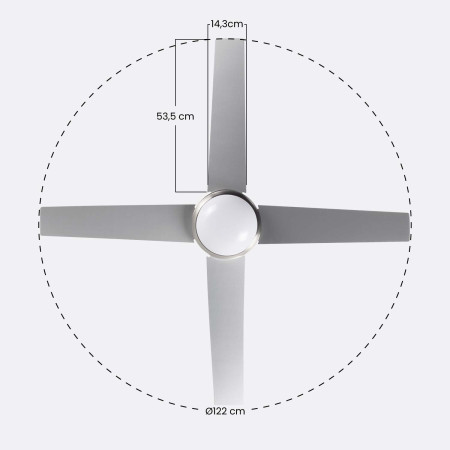 Ventilador de teto com luz 4 pás 56W 6 velocidades Montana Silver Dayron Ventiladores de teto 6