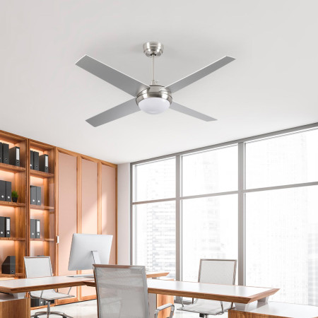 Ventilador de Techo con Luz 4 Aspas 56W 6 Velocidades Montana Plateado Dayron Ventiladores de Techo 7