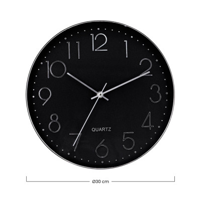 Moderne Wanduhr mit Reliefmuster und schwarzem Zifferblatt, Ø 30 cm Thinia Home Wanduhren 6