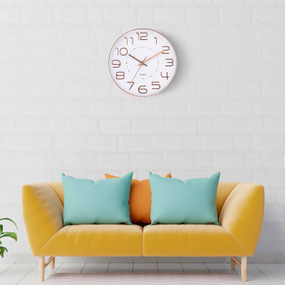 Reloj de Pared Original en Oro Rosa con Esfera Blanca Ø25 cm Thinia Home Relojes de Pared 7