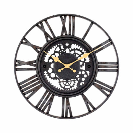 Vintage-Wanduhr, gestanzt, schwarz/gold, Ø 38 cm Thinia Home Wanduhren 1
