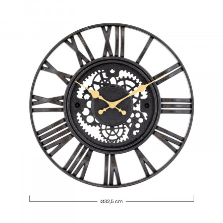 Reloj de Pared Vintage Troquelado Negro/Dorado Ø38 cm Thinia Home Relojes de Pared 6