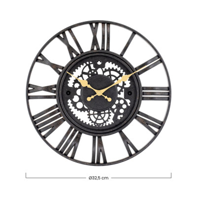 Orologio da parete vintage fustellato nero/oro, Ø 38 cm, Thinia Home, Orologi da parete 6