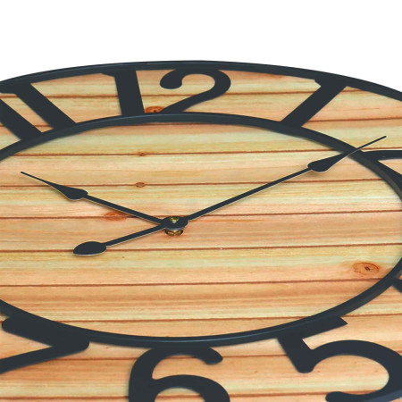 Reloj de Pared Vintage Negro/Madera Clara Ø60cm Thinia Home Relojes de Pared 2