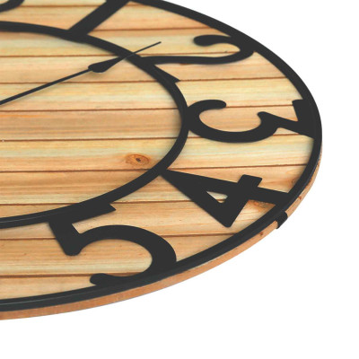 Reloj de Pared Vintage Negro/Madera Clara Ø60cm Thinia Home Relojes de Pared 3