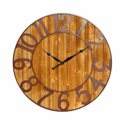 Reloj de Pared Vintage Negro/Madera Oscura Ø80cm Thinia Home Relojes de Pared 1