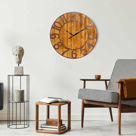 Reloj de Pared Vintage Negro/Madera Oscura Ø80cm Thinia Home Relojes de Pared 5