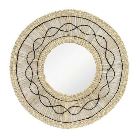 Espejo de Pared en Algas Marinas Redondo Bask Natural Ø55cm Thinia Home Espejos de Pared 1