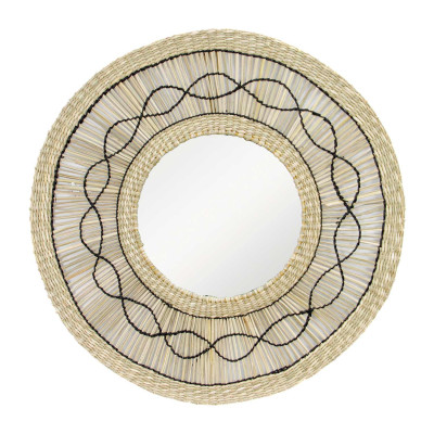 Espejo de Pared en Algas Marinas Redondo Bask Natural Ø55cm Thinia Home Espejos de Pared 1