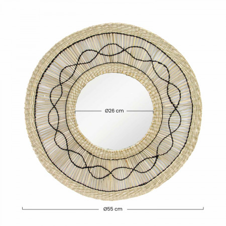Espejo de Pared en Algas Marinas Redondo Bask Natural Ø55cm Thinia Home Espejos de Pared 5