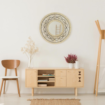 Espejo de Pared en Algas Marinas Redondo Bask Natural Ø55cm Thinia Home Espejos de Pared 6