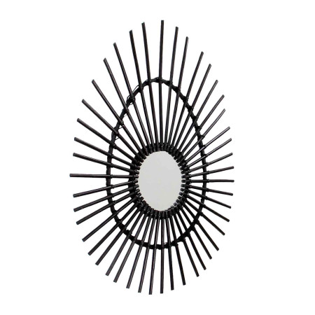 Espejo de Pared en Ratán Ovalado Deko Negro 80cm Thinia Home Espejos de Pared 2