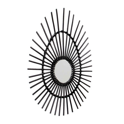 Espejo de Pared en Ratán Ovalado Deko Negro 80cm Thinia Home Espejos de Pared 2